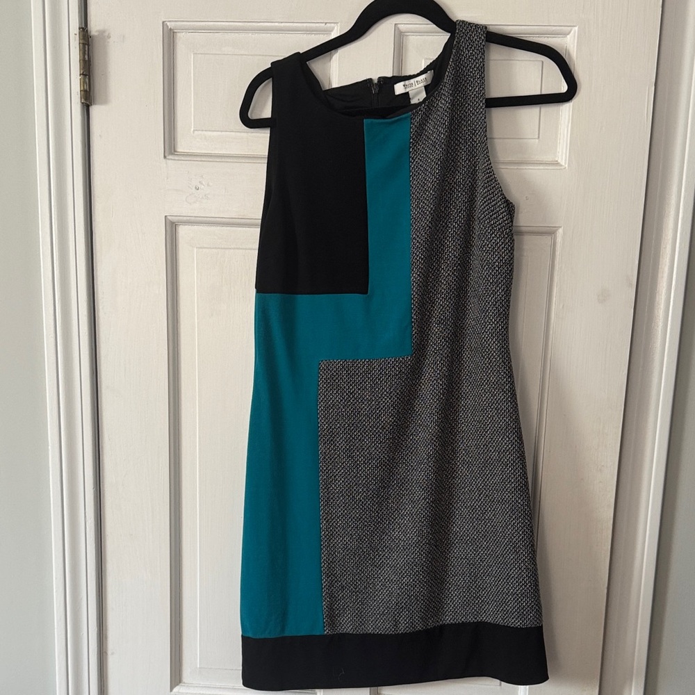 White House Black Market Teal and Black Geometric Mini Dress